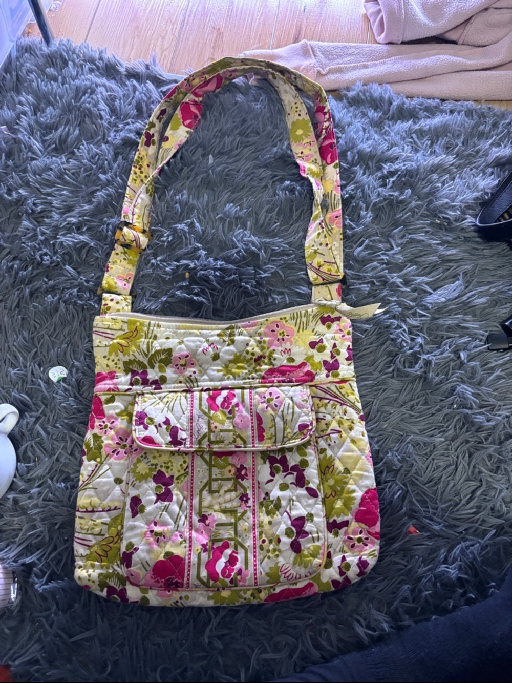 Vera Bradley Quilted Floral Crossbody in Pink & Green
